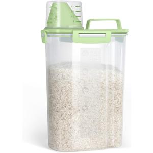 TBMax Small Rice Storage Container -5 Lbs Cereal Dispenser with Measuring Cup, Airtight Dry Food Container Bin for Kitchen Pantry Storage Organization -Green