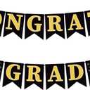 OHOME Graduation Decorations 2025 - Congratulations Banner - 2025 Graduation Party Decorations - Black Gold Congrats Grad Banner Party Supplies