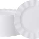 72 Pack White Plastic Plates, 7" Disposable Wave Salad/Dessert Plates Elegant Heavy Duty Plate for Party, Wedding, Thanksgiving, Christmas