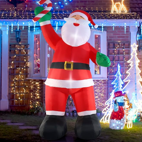 SHDEJTG 10ft Inflatable Christmas Decorations, Christmas Santa Claus with Candy with LED Light Blow Up for Christmas Party Indoor, Outdoor, Yard, Garden, Lawn