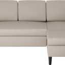 Shintenchi Small Sectional Couch Sofas, 3 Seat L Shape Sofa with Ottoman, Fabric Upholstered Convertible Sofa Couches, Small Couch for Apartments, Living Room and Office (White)