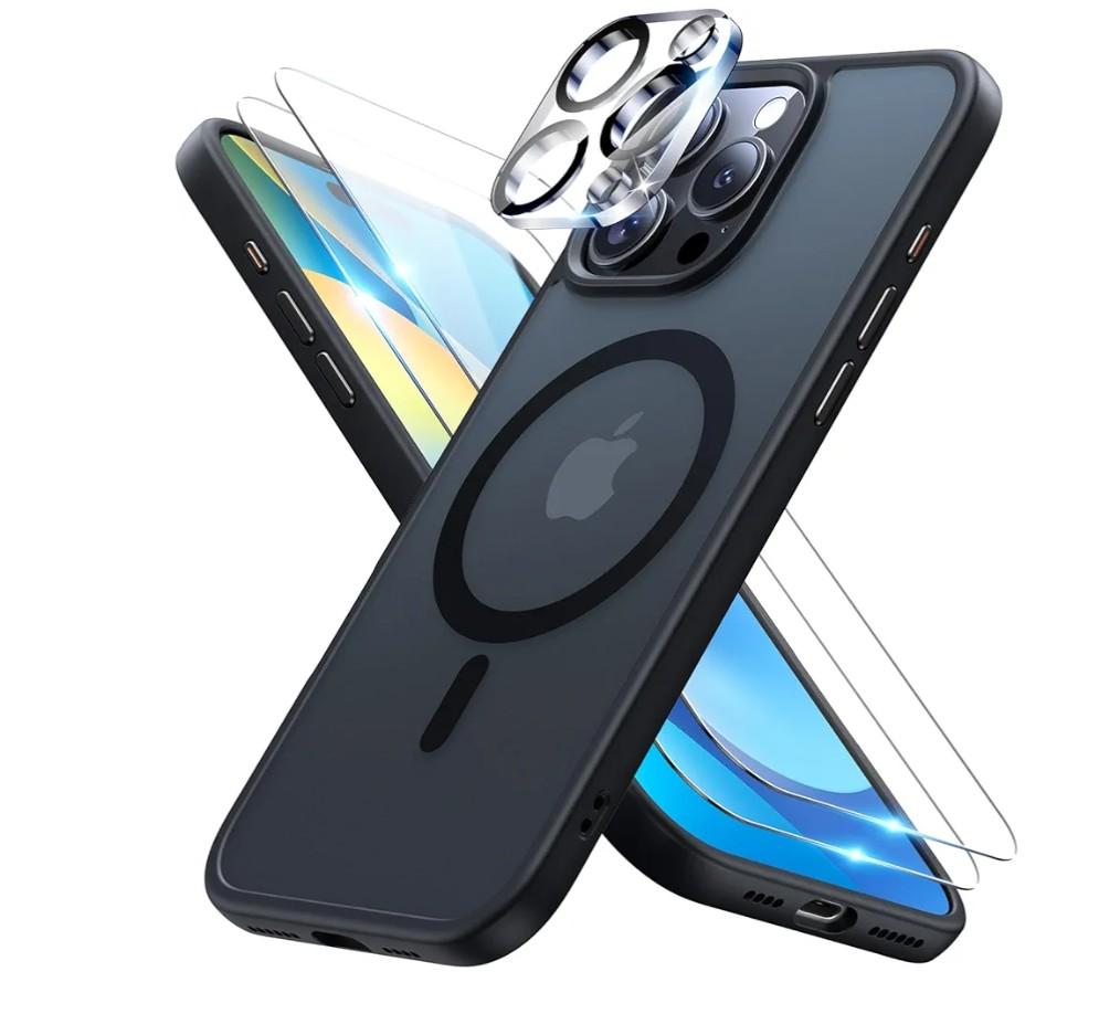 Meifigno Designed for iPhone 16 Pro Max Case 6.9”, with 2X HD Screen Protectors & 1X Lens Protector, Compatible with MagSafe, Military-Grade Protection, Magnetic Case Designed for 16 Pro max, Black