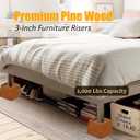 Premium Pine Wood 3-Inch Furniture Risers – Heavy-Duty, 2000 Lb Capacity, Floor Protectors, Easy to Install, Versatile for Beds, Sofas, & More