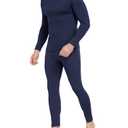 WEERTI Thermal Underwear for Men Long Johns with Fleece Lined Base Layer Men Cold Weather Top Bottom Navy, Size L