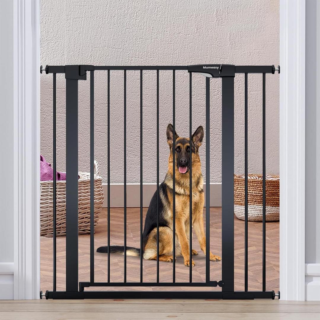 Mumeasy 36" High Extra Tall Dog Gate, 29.6"-40.5" Wide Pressure Mounted Tall Baby Gate for Dog, Auto Close Pet Gate with Door for Stairs,Doorways,House,Black