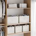 StorageWorks Storage Bins, Shelves Baskets for Organizing, Large Fabric Closet Organizers with Handles, Metal Frame, Beige-Cotton-linen, 2-Pack