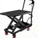 Hydraulic Lift Cart, 28.5" Height Double Scissor Table with 4 Wheels & Non-Slip Pad, Material Handling Platform (Black-330lbs-Single)