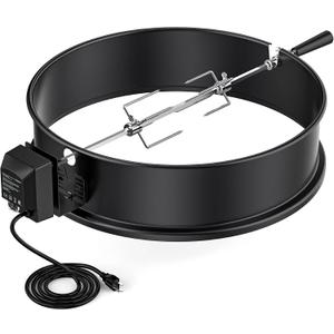 onlyfire Universal High-Temp Resistance Black Coated Steel Charcoal Kettle Rotisserie Ring Kit for Weber 2290 and Other Models
