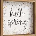 11.8" Hello Spring Sign, Wooden Spring Wildflower Wall Art Table Top Shelf Desk Mantel House Decor Indoor, Wood March Seasonal Bathroom Kitchen Room Office Rustic Farmhouse Home Decorations