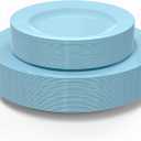 POSATE 60PCS Baby Blue Disposable Plastic Plates, Heavy Duty Plates for Wedding/Party, 30PCS Dinner Plates 10.25 and 30PCS Dessert/Salad Plates 7.5, Blue Plates for Party Event