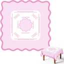 Mindsoft Scalloped Mahjong Tablecloth 55 x 55 Inches Square Tablecloth Polyester Game Table Cover for Mahjong Beginners Card Board Tile Games Supplies (Pink)