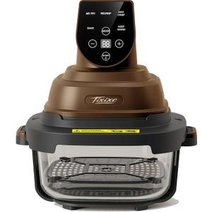 5-in-1 Portable Glass Air Fryer, 4QT & 6-Cup Glass Containers with Lids, Silicone Mat, Dishwasher/Freezer Safe for Single Servings, Family Meals