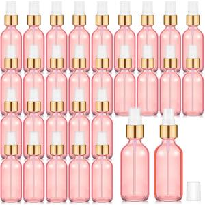 Roshtia 30 Pcs 2 oz Rose Gold Glass Spray Bottle Refillable Perfume Atomizer Clear Decorative Empty Bottles with Fine Mist Sprayer Pump for Face Body Travel