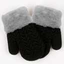 Kids Toddler-Winter-Knit-Mittens Warm Thick Fleece Snow Gloves for Cold Weather Outdoor 2-6Years Boys Girls (Black)