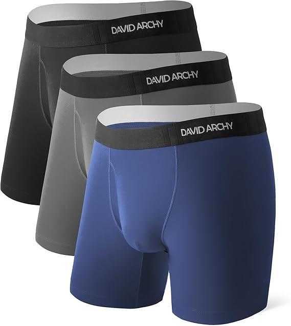 DAVID ARCHY Men’s Underwear Stretch Soft Trunks Underwear Breathable with Fly Support Pouch Performance Boxer Briefs for Men 3 Pack(M,Black/Dark Gray/Dark Blue/Light Gray) DAVID ARCHY Men’s Underwear Stretch Soft Trunks Underwear Breathable with Fly Support Pouch Performance Boxer Briefs for Men 3 Pack(M,Black/Dark Gray/Dark Blue/Light Gray)