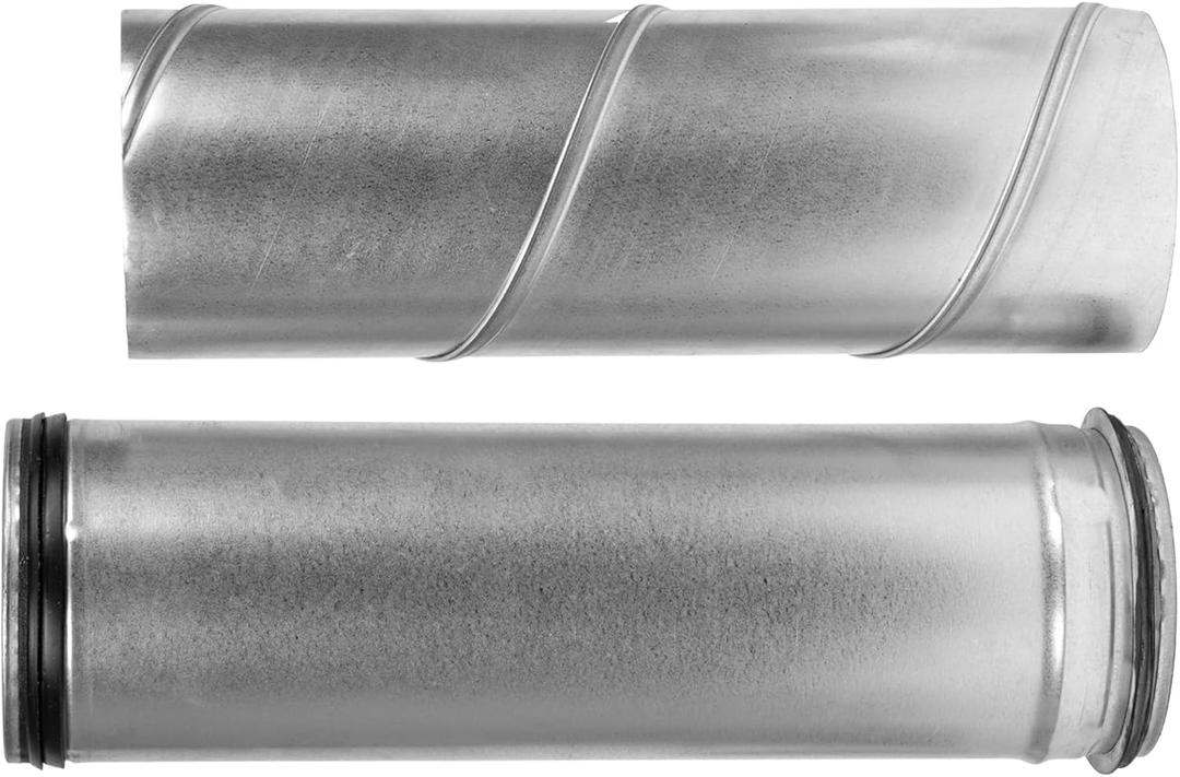 4" Inch Round Spiral Air Duct, Adjustable 12" to 22" Inch Long Telescopic Duct, Straight Rigid Galvanized Steel Dryer Vent Hose Extension, Warm Air Exhaust Threaded Metal Duct