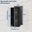 Neodrain No Tile Shower Niche Insert Tile Ready, Black Recessed Wall Niche for Shower Organizer(Inner Size 12"x24") - Stainless Steel Built-in Bathroom Shelf, No Tile Needed, Matte Black