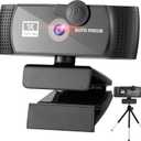 1080p Webcam Full HD Camera with Microphone, AutoFocus 120-degree Wide Angle Web Camera with Tripod Stand and Privacy Cover for Zoom/Skype/FaceTime, Conferencing and Video Calling