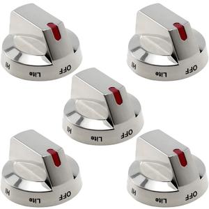 AMI PARTS DG64-00473A Gas Stove Knobs Compatible with Samsung Stove Knobs Replacement NX58F5700WS NX58K7850SS NX58H5600SS NX58J7750SS NX58H5650WS Range Burner Dial Knob(5pcs), Silver
