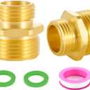 1" NPT Male to 3/4" GHT Male Connector, Solid Brass Garden Hose Adapter, Industrial Metal Brass Garden Hose to Pipe Fittings Connect (2 Pack)