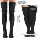 Buauty Women's Cable Knitted Boot Socks Extra Long Thigh High Winter Stockings Over Knee Leg Warmers (Black)