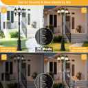 Redluck Motion Sensor Outdoor Post Lights, 3-Head Dusk to Dawn Outdoor Lamp Post Light, 360 Detection Waterproof Anti-Rust Aluminum Street Light for Backyard Garden Patio Driveway, 94.75IN