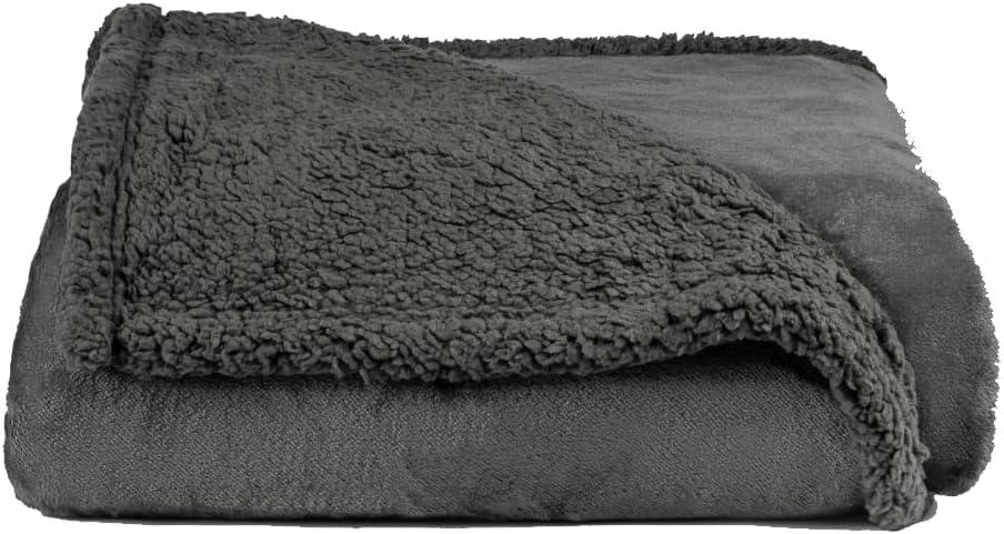 Layered Blankets The Accent - Waterproof, Double Sided Luxury Blanket - Bed, Sofa, Couch - Machine Washable, Comfy - Sherpa and Fleece, Protect The Bed (Small (40x 28), Charcoal)