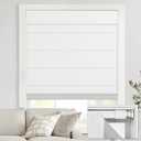 UNISHADES no Drill Cordless Roman Shades for Windows, 33" W × 64" H - 100% Blackout - Linen - Mist White