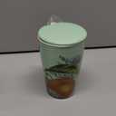 Tea Forte Double-Walled Ceramic Kati Cup, Removable Stainless Steel Infuser Basket and Lid, Steeps 12 oz Loose Leaf Tea, Dishwasher & Microwave Safe, Fleur