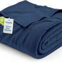 Utopia Bedding Knit Blanket Queen Size (90x90 Inches, Navy) Soft Lightweight Jersey Breathable Sweatshirt Blanket for Bed,Couch & Sofa
