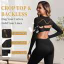 Hiball Workout Bolero Shrug Crop Top Long Sleeve Women, Sports Shrug Cropped Shirts, Cooling Shawl Arm Sleeves (Black, L)