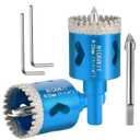 2Pcs 1-1/4 Inch Diamond Hole Saw Bits with Pilot Drill Bit, 1-1/4" Serrated Brazing Tile Hole Saw Diamond Tipped Drill Bits for Porcelain Tile Ceramic Stone Granite Marble Glass Bottles