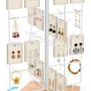 Earring Holder Organizer,360 Rotating Earring Display Stand for Vendors,64 Hooks Jewelry Organizer for Selling Earring Cards, Keychains, Rings, Bracelets Retail-White