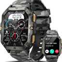 Military Smart Watches for Men (Answer/Make Calls), Watches for Men with Blood Pressure/Heart Rate/Sleep/100+ Sport Modes, 2.02'' Fitness Smart Watch, Waterproof Fitness Tracker for Android and iPhone (Camouflage)