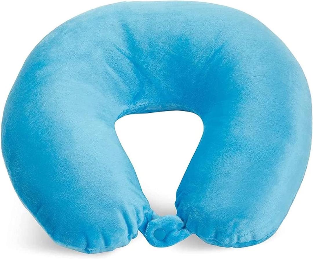 Adult Cozy Soft Microfiber Neck Pillow for Travel  Compact, Machine Washable - Perfect for Airplane, Car, or Home Use - Filled and Finished in The USA  Turquoise