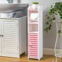 AOJEZOR Toilet Paper Holder Stand: Small Bathroom Storage Cabinet - Rose Dawn - White (29.9 inch H)