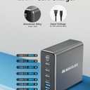 Aluminum Alloy 260W USB C Charger GaN Fast USB C Charging Station 7 Ports 65W Laptop Charger for MacBook Pro/Air/iPad Pro/iPhone (Gray)