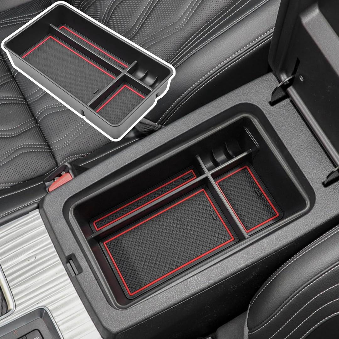 Center Console Organizer Compatible with Nissan Altima 2019 2021 2022 2023 2024 2025 2026 Accessories, Armrest Insert Tray with Coin Holder Keep Organized with Rubber Pad Red
