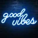 DECANIT Good Vibes Neon Sign Ice Blue, Cool LED Light for Wall Decor, Game Room, Man Cave, Bar, Streamer Setup, USB Powered Gamer Gift, 16.1x8.3 Inch