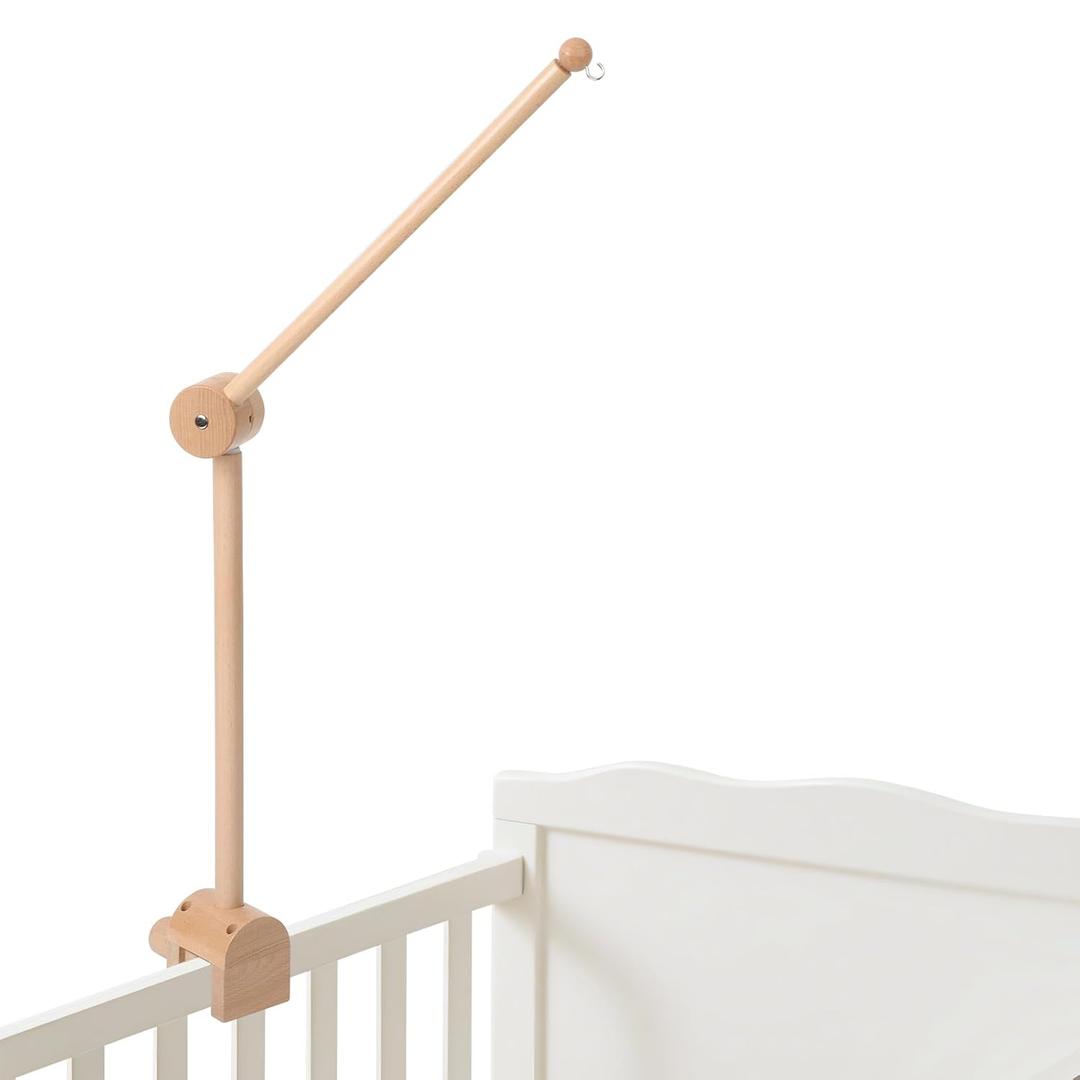 Baby Crib Mobile Arm, Nicemer Wooden Mobile Arm for Crib, 3D 360 Adjustable, Mobile Hanger for Crib Baby Boy Girl Nursery Decor