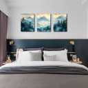 Acocifi Mountain Wall Art for Bathroom Forest Paintings Foggy Picture Nature Framed Wall Art Landscape Scenery Canvas Print Artwork for Living Room Bedroom kitchen Office Home Decor 12"x16"x3