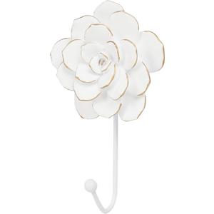 Guichifun Flower Coat Hooks Wall Decor - Resin White Decorative Wall Hooks for Hanging Clothes Coats Towels Keys Bags Hats Bathroom Home Decoration Gift 4 x 1.5 x 7 Inch