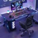 Large Gaming Desk, K-Shaped PC Gaming Table for Home Office, Ergonomic Computer Desk, Space-Saving, Easy Assembly (Black 55 Inch), 48 Inch