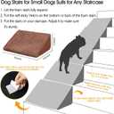 40D Dog Ramp for Stairs for Small & Senior Dogs and Cats – Non-Slip Stair Ramp for Dogs with Gentle Slope, Pet Ramp with Washable Cover & Self-Sticky Pads for Safe Climbing Easy Install(Brown, 3 Pack)