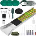 NEWTRY Complete Gold Panning Kit 27pcs Gold Mining Equipment with 50" Folding Sluice Box, Gold Pan & Accessories Portable Aluminum Alloy Mining Equipment for Beginner Prospectors