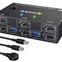 8K USB 3.0 Displayport KVM Switch 2 Monitors 2 Computers 8K@30Hz 4K@144Hz,MLEEDA Dual Monitor Displayport 1.4 KVM Switches with 4 USB 3.0 Port for USB Device,Wired Remote and USB Cables Included