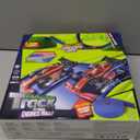 KETIEE Flex Tracks 16Ft for Kids: Flexible Race Car Ramp Track with 4 Small Racecars and 8 Suction Cups Compatible with Diecast 1/64th Cars, Rolls Up Portable Racetrack for Ages 3 & Up (Blue)