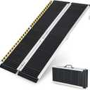 Goplus Portable Wheelchair Ramp 5 FT, Folding Handicap Ramp w/Transition Plate & Non-Slip Surface, Reflective Warning Stickers, Threshold Ramp for Stairs, Doorways, Steps, Scooter, Trunk, Garage