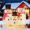 Pinkunn 3 Pcs 32''/32''/20'' Pop-Up Outdoor Snowman Winter Decoration Lighted, Collapsible 3D White Snowman Family 130 LED Large Outdoor Decor for Garden Yard Decor