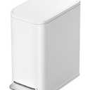 Cesun Small Bathroom Trash Can with Lid Soft Close, Step Pedal, 5 Liter / 1.3 Gallon Stainless Steel Garbage Can with Removable Inner Bucket, Waste Basket for Bathroom, Bedroom (White)